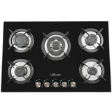 Green Life 5 Burner Gas Hob Black Tempered Glass Top | Built in or Standalone