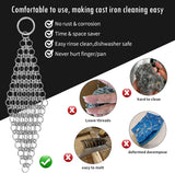 Cast Iron Cleaner - 4 Inch (10 cm) Stainless Steel Chain mail Scrubber for Cast Iron and Steel Cookware - Pre Seasoned Pans, Woks, Dutch Ovens, Grills and Skillets