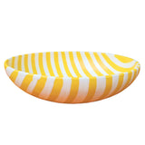 Hand-Painted Yellow and White Stripe 12'' Bowl