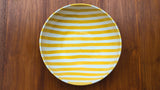Hand-Painted Yellow and White Stripe 12'' Bowl