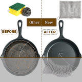 Cast Iron Cleaner - 4 Inch (10 cm) Stainless Steel Chain mail Scrubber for Cast Iron and Steel Cookware - Pre Seasoned Pans, Woks, Dutch Ovens, Grills and Skillets