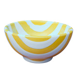 Hand-Painted Yellow and White Stripe 4'' Bowl