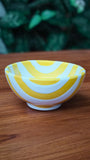 Hand-Painted Yellow and White Stripe 4'' Bowl