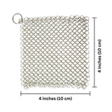 Cast Iron Cleaner - 4 Inch (10 cm) Stainless Steel Chain mail Scrubber for Cast Iron and Steel Cookware - Pre Seasoned Pans, Woks, Dutch Ovens, Grills and Skillets