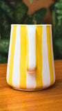 Hand-Painted Yellow and White Stripe 5'' Jug Pint