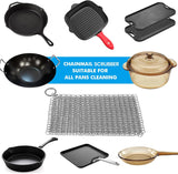 Cast Iron Cleaner - 4 Inch (10 cm) Stainless Steel Chain mail Scrubber for Cast Iron and Steel Cookware - Pre Seasoned Pans, Woks, Dutch Ovens, Grills and Skillets
