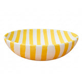 Hand-Painted Yellow and White Stripe 8.5'' Bowl