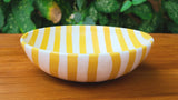 Hand-Painted Yellow and White Stripe 8.5'' Bowl