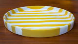 Hand-Painted Yellow and White Stripe 8'' Cake Rim Plate
