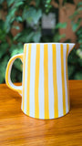 Hand-Painted Yellow and White Stripe 8'' Jug 4 Pint