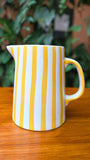 Hand-Painted Yellow and White Stripe 8'' Jug 4 Pint