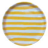 Hand-Painted Yellow and White Stripe 8'' Cake Rim Plate