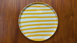 Hand-Painted Yellow and White Stripe 10.5'' Cake Rim Dinner Plate