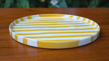 Hand-Painted Yellow and White Stripe 10.5'' Cake Rim Dinner Plate