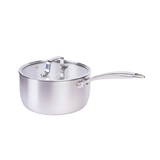 HÖF Stainless Steel 16 cm (6.3 inches) Saucepan/Milk Pot 3-ply with Glass Lid