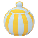 Hand-Painted Yellow and White Stripe Sugar Bowl