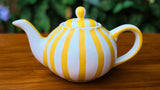 Hand-Painted Yellow and White Stripe Teapot