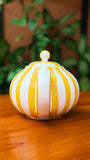 Hand-Painted Yellow and White Stripe Teapot